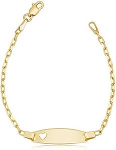 14k Yellow Gold Cable Link Baby Id With Heart Bracelet (5.5 inch)