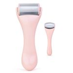 Ice Roller for Face and Eye 2 Pcs,Face Roller Skin Care for Puffiness,Migraine,Pain Relief,Eye Roller For Puffy Eyes Dark Circles,Stainless Steel Facial Roller (Pink)