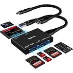 SD Card Reader 7 in 1, Kxable USB 3.0 Memory Card Reader/Writer 5Gbps, for SD/Micro SD/MS/CF/MMC/XD/SDHC/SDXC Camera Memory Card, Reader for Mac OS, Windows, Linux- with 2 USB A/C to Micro 3.0 Cables