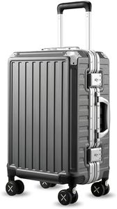 LUGGEX Zipperless Luggage with Spinner Wheels, Polycarbonate Aluminum Hard Shell Suitcase, Carry On 20 Inch, Charcoal Metallic