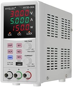 HYELEC DC Power Supply,50V 6A 150W Switching Regulated Bench Power Supply with Memory, 4-Digit LED Display, 110V Input Voltage, 5V2A USB Interface, Coarse and Fine Adjustments