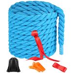 NEBURORA 20FT Tug of War Rope for Kids and Adults Outdoor Games Field Day Family Reunion Summer Outside Yard Backyard Lawn Camping Picnic Carnival Party Games Blue