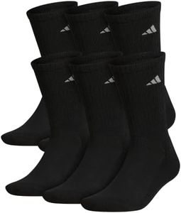 adidas Men's Athletic Crew Sock, Black/Aluminum 2, Pack of 6, Fits Shoe Size 6-12