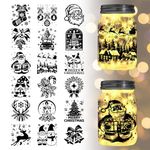 GLOBLELAND 18Pcs Christmas Transfer Stickers 3.9x3.6inch Santa Claus Decals Stickers Snowman Rub on Transfer for Furniture Vase Glass Mason Jars Decorations Art Crafts