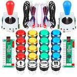 EG STARTS 2 Player Classic Arcade DIY Kit USB Encoder to PC Joystick Games + 2x 5Pin Rocker + 16x 30mm 5V LED Lit Push Button 1 + 2 Players Coin Buttons For Raspberry Pi 1 2 3 3B Mame Fighting Stick