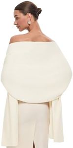 PULI Women's Ivory White Pashmina Shawl Wraps for Evening Dress Large Scarf Blanket Long Wedding Bridals Winter Warm Shoulder Wrap