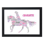 Beecreative Personalised Horse Gifts for Her, Daughter, Granddaughter, Friends, She - Horse Riding Equestrian Gifts for Girls - Horse Birthday Christmas Gifts for Her - Girls Bedroom Wall Art Print