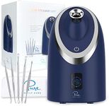 NanoSteamer Luxe by Pure Daily Care in Navy | Ionic Facial Steamer with Smart Steam Technology | 6 Steam Modes | Aromatherapy Basket | Digital LCD Screen | Hot Steam & Cool Mist l Extraction Set