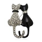 PammyJ Crystal Cat Jewelry - Elegant Black & White Feline Accessory for Cat Lovers…, Glass