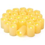 Yakpo 24 Pack 5cm Flameless Flickering Battery Operated LED Votive Candles, Electric Fake Votive Tea Light, LED Flicker Tealight Candle Bulk for Outdoor Wedding Christmas Halloween Party Decorations