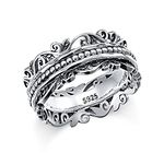 Meditation Spinner Ring 925 Sterling Silver Fidget Rings for Anxiety Stress Relieving ADHD Meditation Rings Women Men Size 8