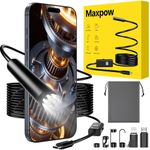Maxpow Endoscope Inspection Camera - 1920 HD Flexible Rigid Snake Inspection Camera, 8 LED Lights Adjustable IP67 Waterproof Probe Drain Endoscope for Android and iOS(16.4 ft/ 5m)