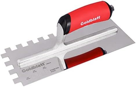 Goldblatt 1/2" Square Notch Trowel, Made of Premium Stainless Steel with Soft Grip Handle, Perfect Tool for Cement, Concrete, Masonry Tile Installation Work