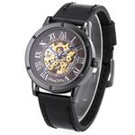 ManChDa Men Luxury Mechanical Skeleton Dial Automatic Analog Sport Wrist Watch (F.Black,black Dial)