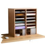 Safco Products 9422MO Wood Adjustable Literature Organizer, 16 Compartment, Oak