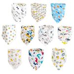 ZHIYE Toddler Infant Baby Bib 100% Cotton Absorbent Bandana Dribble Bib with Adjustable Snaps Saliva Towel Burp Cloth 10 Pcs Unisex