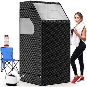 bsdonte Portable Sauna Box for Home, Personal Steam Sauna Tent with Timer, Remote Control, Steamer, Folding Chair, 9 Levels Heating, Indoor Steam Room Full Body, Size 2.6’ x 2.6’ x 5.9’