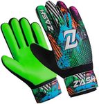 ZASH Soccer Goalie Gloves for Kids, Youth & Adult Football Goalkeeper Gloves Double Wrist Protection with 4-mm Latex Strong Grip Palm (Green-Fluorescent, Size 5 Suitable for 9 to 12 Years Old)