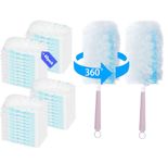 40 Pack Disposable Dusters Refills (Blue,40 Refills+2 Handles) Compatible with Swiffer, Heavy Duty 360° Multi-Surface Feather Duster Replacement for Cleaning Home, Office, Blinds, Ceiling