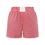 PanLidapan Women Striped House Trousers Breathable Elastic Waist Shorts Summer Casual Short Size Simplicity Trousers for Cute Women (Red, M)