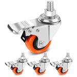 W B D WEIBIDA Stem Caster Wheels 2 Inch with Dual Locking, Heavy Duty Threaded Stem Casters UNC 3/8"-16x1", No Noise Swivel Casters, Set of 4 Caster Wheels for Cart, Furniture