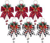 6 Pieces Christmas Burlap Plaid Bow