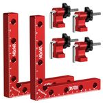 Preciva 90 Degree Right Angle Positioning Square Clamp, Aluminum Alloy Right Angle Clamp,Professional Woodworking Tools Woodworking Block for Picture Frames Cabinet Drawers - 2 Sets （14cm/5.5"） Red