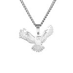 LIKGREAT Animal Necklace Phoenix/Owl Necklace Stainless Steel Round Pendant Chain Jewellery Birthday Gift for Men Women (Owl-S)