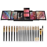 Full 177 Color Makeup Set Combination Palette 98 Matte Shimmer Eyeshadow,21 Eye shadow Gel, 35 Lipgloss, 14 Concealer,3 Blusher,6 Eyebrow Shader,1 Mirror With 20Pcs Brushes Cosmetic Kit