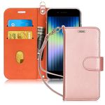 FYY Designed for iPhone SE Case 2022 (3rd Gen) / 2020 (2nd Gen) / 7/8, Luxury PU Leather Wallet Phone Case with Card Holder Flip Kickstand Cover Rose Gold