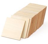 50 Pcs Unfinished Wood Pieces, 10x10cm Square Blank Wood Natural Slices Wooden Squares Cutouts, Wood for Crafts, Painting, Coasters, Pyrography Art, Staining Burning, Christmas Home Decoration DIY