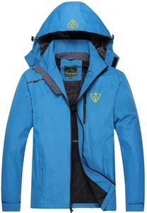 GIISAM Men's Lightweight Hooded Rain Jackets Outdoor Travel Hiking Rain Coat Soft Shell Jacket Blue WindBreaker