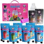 The Ultimate DIY Boba / Bubble Tea Kit, 60+ Drinks, 6 Flavors, Boba Pearls, Cups, Straws and Shaker (Fruity)