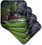 3dRose CST_131410_3 Augustas Amen Corner Golf Course Golfers on Bridge Ceramic Tile Coaster (Set of 4)