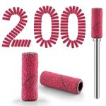 Cellentool 200 Pcs Nail Drill Bits Small Sanding Bands with 3.1mm Mandrel Bit, Mini Sanding Bands Nail File for Acrylic Nails Gel Manicures and Pedicure (Rose Red, 240 Grit)