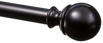 Amazon Basics 2.5cm Curtain Rod with Round Finials - 1-Pack, 183cm -366cm, Black