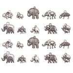 DanLingJewelry 50Pcs 10 Styles Animal Charms Elephant Shaped Charms Antique Silver Charms for DIY Jewellery Making