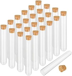 Oungy 60 PCS 20x150mm Plastic Test Tubes with Cork Stoppers 35ML Clear Bath Salt Tubes Gumball Candy Tubes Container Vials for Scientific Experiments Party Favors Decorate Candy Storage