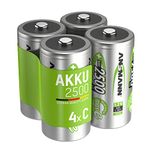 ANSMANN C Size Batteries [Pack of 4] Long Lasting Low Self Discharge Rechargeable C Type 2500 mAh NiMH MaxE Pro Battery For Flashlights, Operating Machines, Toys, LED Torch Lights