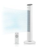 PureMate 43-inch Tower Fan, Oscillating Bladeless Floor Fan with Remote Control, 3 Speeds Setting, LED Display, 7-Hour Timer, Powerful 40W Electric Standing Fan, Portable Quiet & Ideal for Bedroom