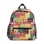 ALAZA Boys Girls Children's Backpack with Chest Strap, Kids Little Backpacks Toddler Rucksack Cute Cats Colorful Pattern Small Schoolbag Bookbag