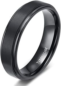 TIGRADE 4mm 6mm 8mm 10mm Black Titanium Rings Wedding Band Matte Comfort Fit for Men Women, Black, 6mm, Size 11