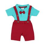 Macitoz Cotton Stylish Dungaree For Baby Boys|Half Sleeves & Knee Length With Bow|Suitable As Casual & Party Wears Baby Kids Suit Set (L (12Months- 18Months), Waterfall Green)