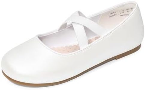 DREAM PAIRS Girls Ballerina Dress Shoes Mary Jane Flats,Size 11 Little Kid,White-Pu,Angie-2