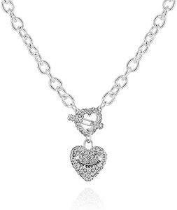 Juicy Couture Goldtone Heart Charm Pendant Necklace For Women, One Size, Metal, glass stone