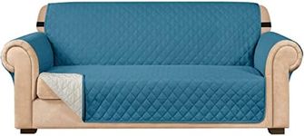 subrtex Sofa Slipcover Reversible Sofa Cover Couch Cover Quilted Slipcover Furniture Protector with Elastic Straps Covers for Living Room Washable Slip Cover for Pets Kids Dogs (Sofa, Blue)