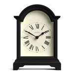 JONES CLOCKS® 'Bistro' mantel clock - classic arch top design in black, contemporary classic style for desk, table, shelf, or bedside