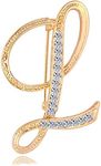 Letter Brooch Pins Initial Rhinestone Brooch for Women Crafts Gold L