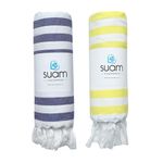 Suam Suntails Lightweight 100% Cotton Bath Towel | Beach, Pool, Travel, Spa & Yoga, Daily Use | Quick Absorption (Yellow - Lite Blue & Blue - Red, Suntails Towel, Cotton, Standard, 2, AF-BT)