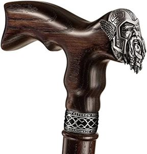 Asterom Cane - Handmade Viking Walking Cane - Canes for Men - Wooden, Unique, Cool, Walking Sticks for Men & Seniors (Thor in Walnut)
